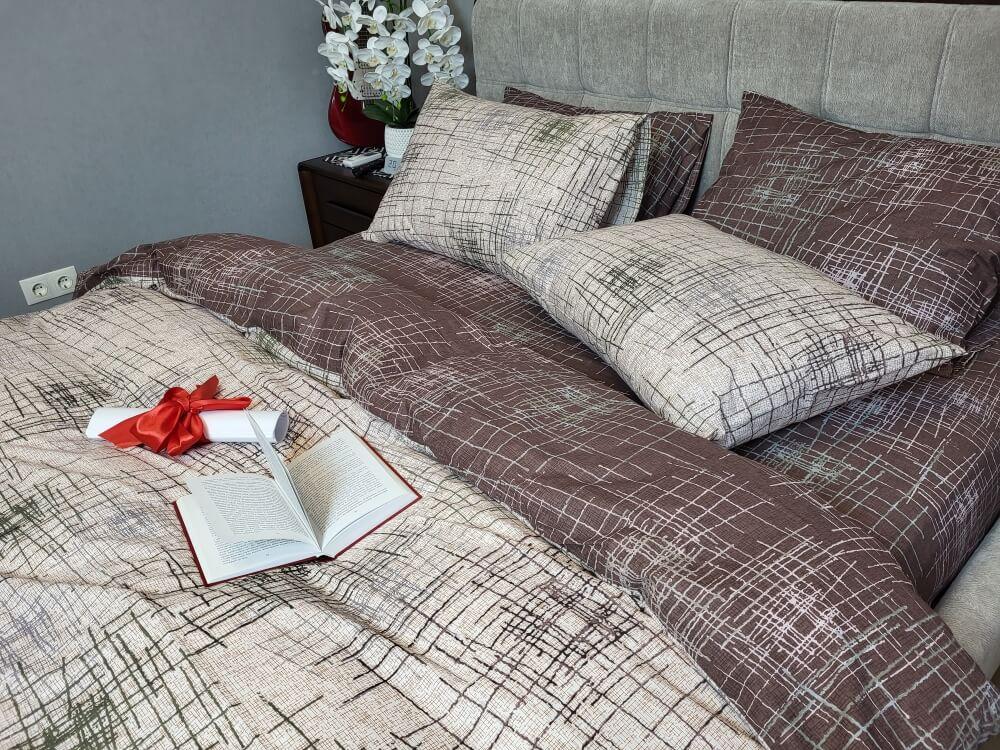 бежево-коричнева постільна білизна бязь фото 1