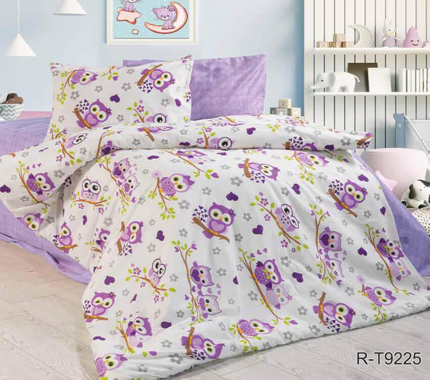 дитяча постільна білизна з фіолетовими совами
