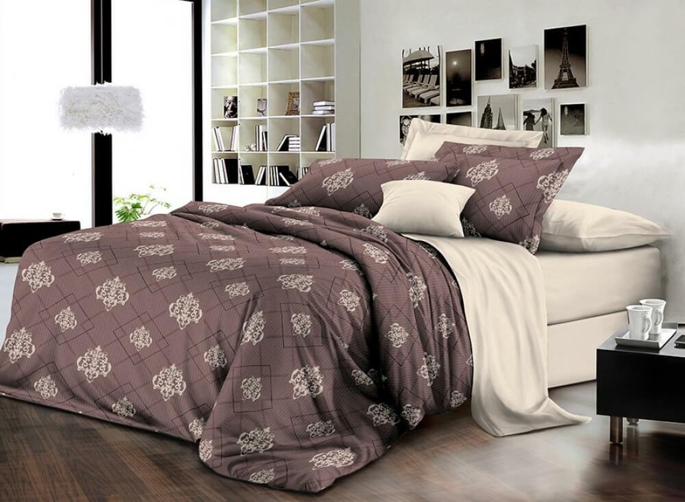 постільна білизна ранфорс коричневого кольору в класичному стилі фото 1