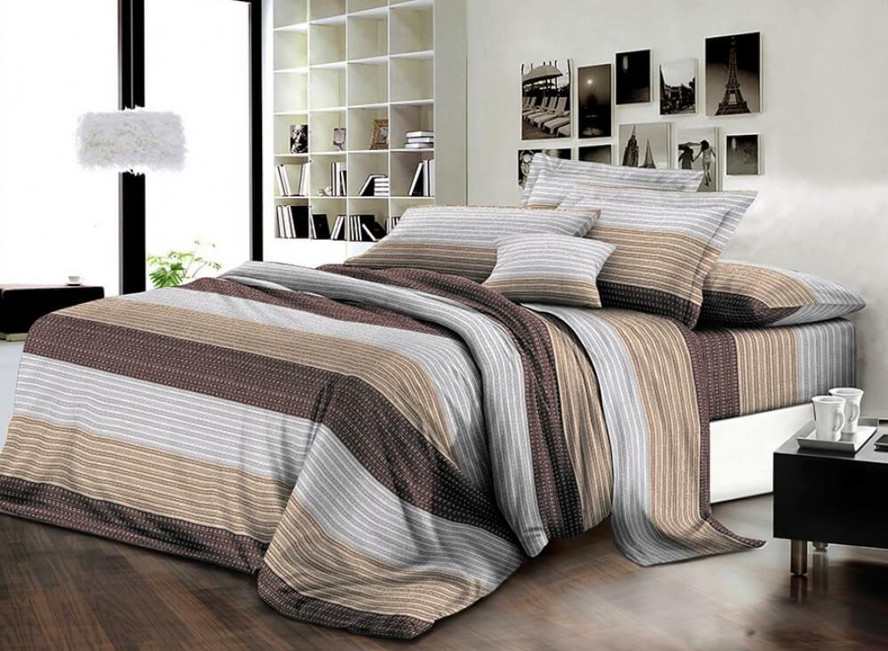 постільна білизна ранфорс коричневого кольору у волоску