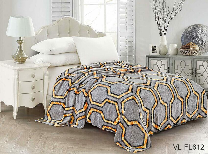 Плед на ліжко сірий з Геометричним малюнком VL-FL612