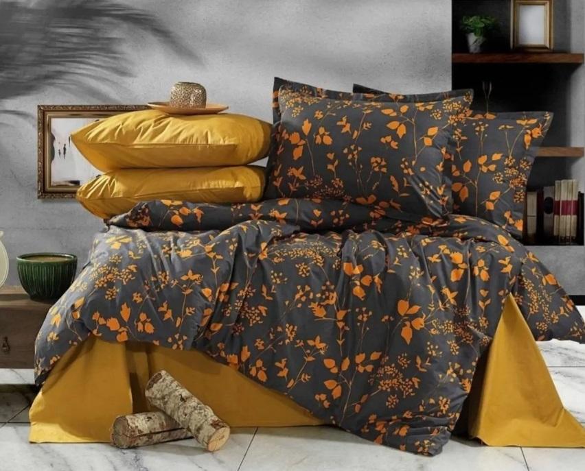 постільна білизна з квітами гірчичного відтінку фото 1