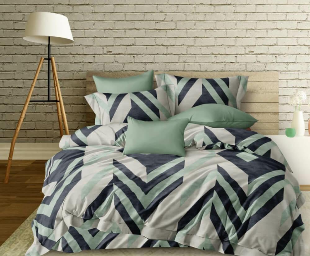 постільна білизна сатин з геометричними лініями фото 1