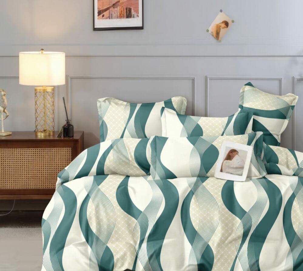постільна білизна сатин з геометричними лініями-хвилями фото 1