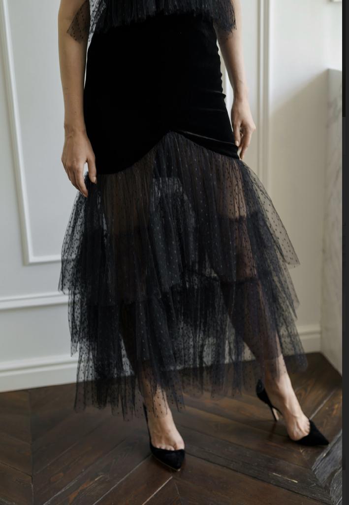 Юбка бархат с сеткой