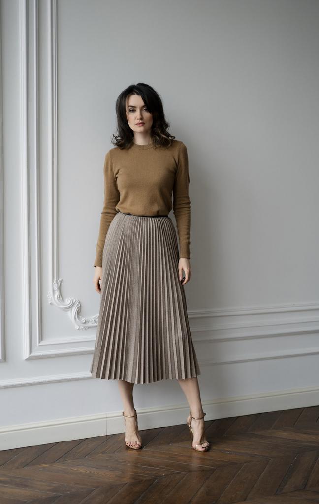 Юбка плиссированная бежевая
