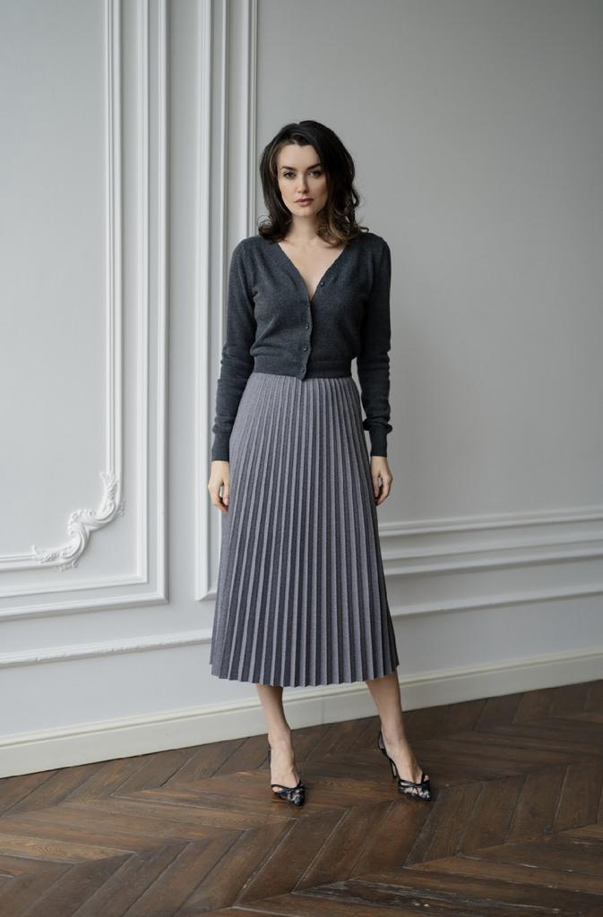 Юбка плиссированная серая