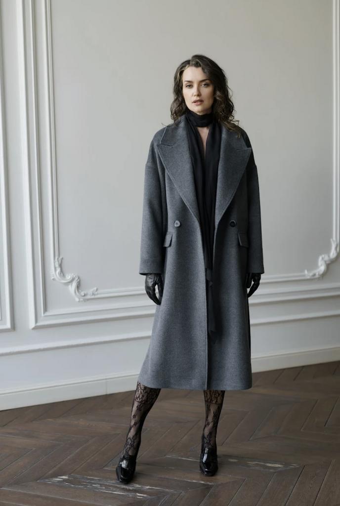 Арт 210007 пальто серое oversize