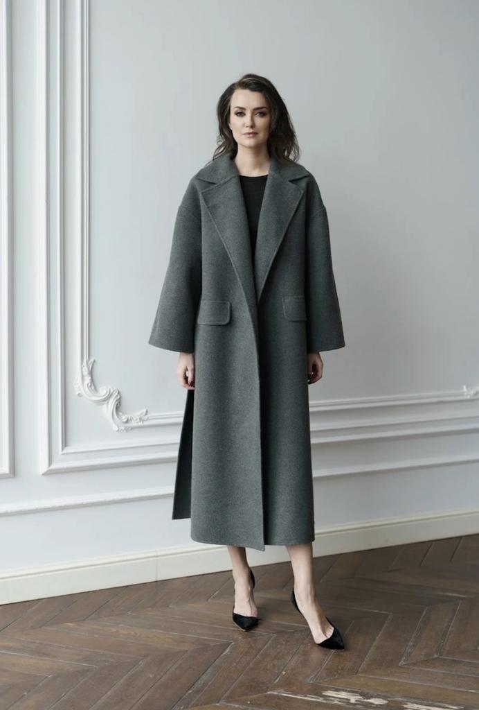 Арт 210002 пальто из кашемира без подклада серое