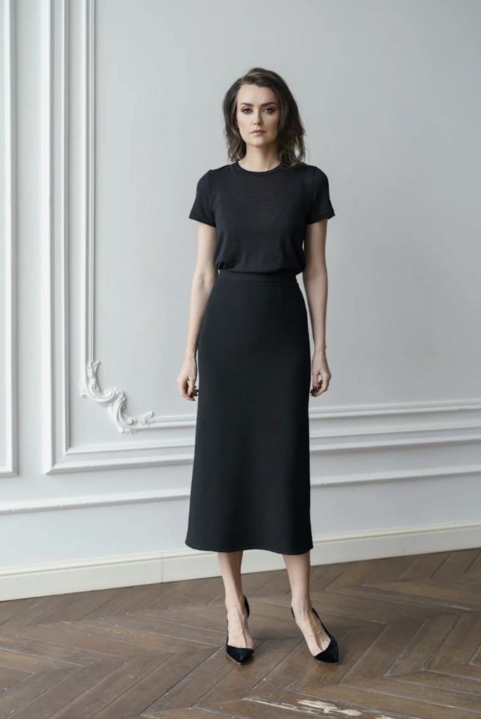 Арт юбка черная из шерсти