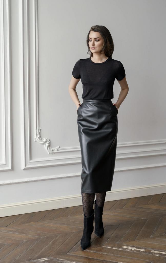 Арт юбка карандаш из кожи