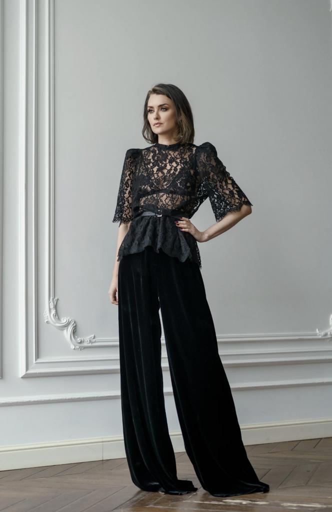 Арт блуза из черного кружева
