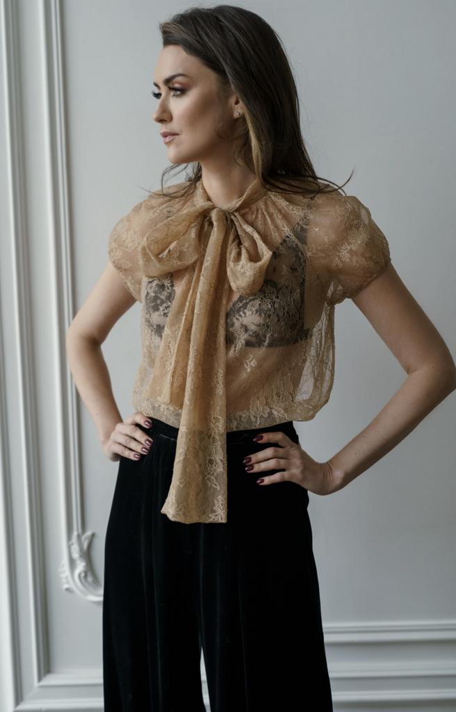 Арт 210018 блуза из песочного кружева