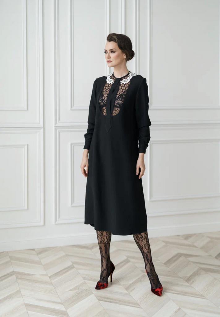 арт 111026 платье с кружевной манишкой