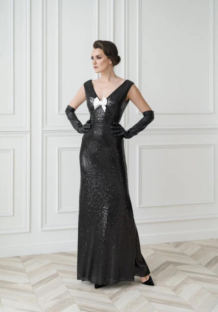 арт 111020 платье из пайеток длинное