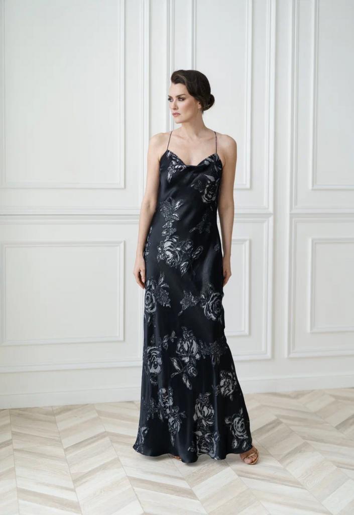 арт 111017 платье синее с цветами