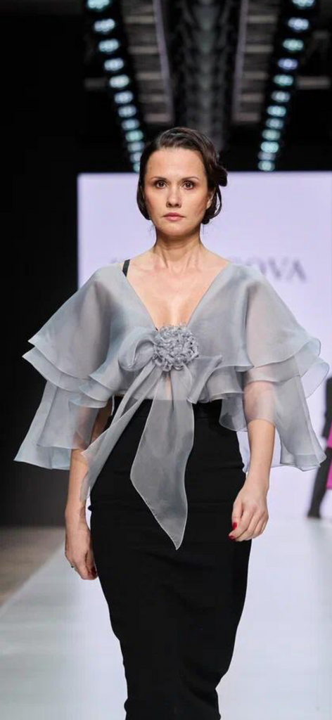 арт 111060 блуза органза сиреневого цвета