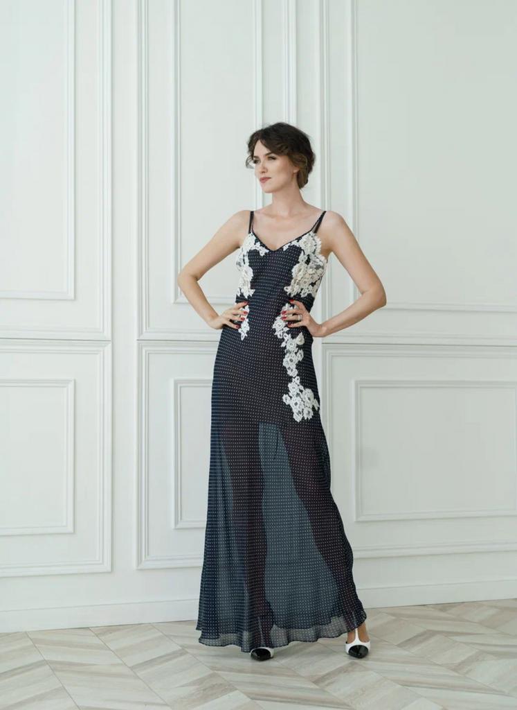 платье горох с кружевом