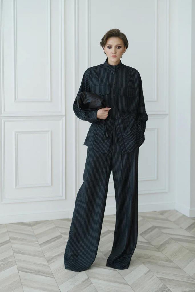 Брюки в полоску длинные