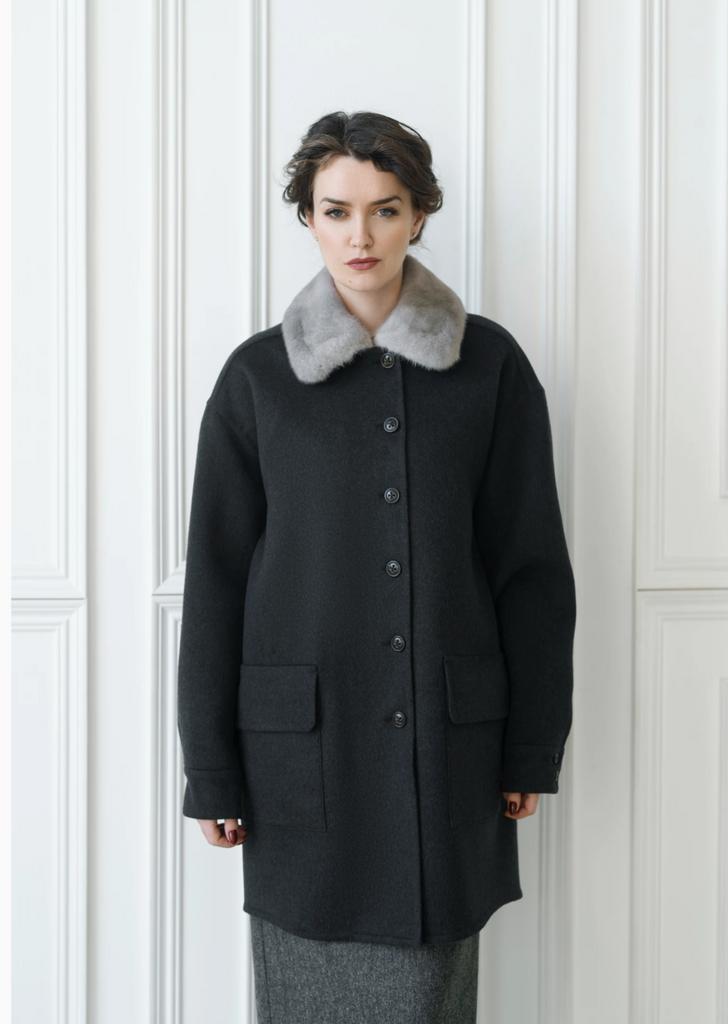 Двусторонняя кашемировая куртка-пальто с мехом