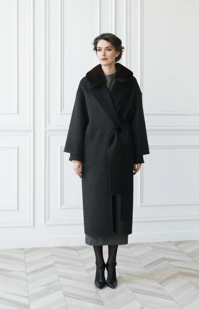 Кашемировое пальто с норкой